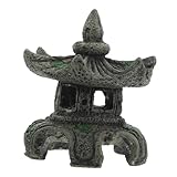 Angoily Decoración de Acuario Pagoda de Resina Adorno de Cueva Natural para Pecera Escondite Seguro para Peces Diseño Realista Chino para Paisaje Acuático