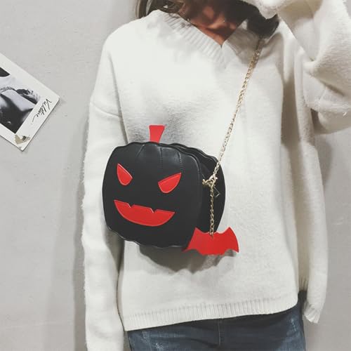 Crossbody Bag Halloween Pumpkin Messenger Bag Devil Shoulder Chain Bag for Women (Black)3