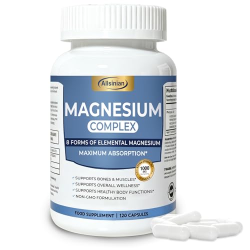 1000mg Magnesium Complex Capsules 8-in-1 for Women & Men 120 Count