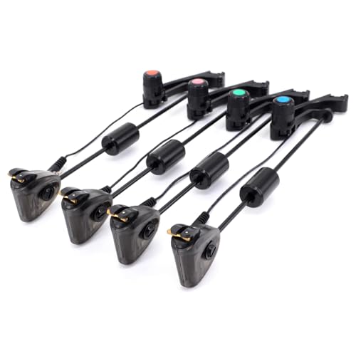 Hirisi Tackle Lot de 4 housses de protection pour pêche à la carpe - Lumières LED - En acier inoxydable - Pour la pêche à la carpe - Accessoires de pêche