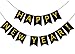 FECEDY Happy New Year Banner Black Bunting with Gold Alphabet for New Year Party Supplier Eve Party Decorations