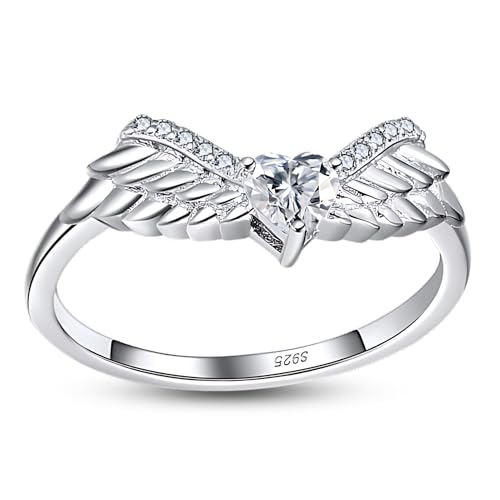 Ginger Lyne Collection Angel Wings Anniversary Band Ring Enhancer For Women Heart Cut Clear Cubic Zirconia Sterling Silver Fashion Jewelry