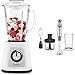 Moulinex LM430110 Blendforce Cristal Batidora vaso de cristal 800 W, 4 cuchillas con función pica hielos + QuickChef DD655D Batidora de Mano de 1000 W, con Regulador de 10 Velocidad Turbo