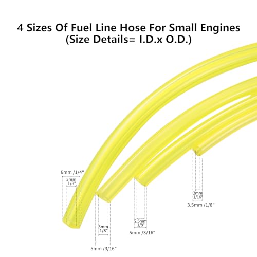 4 Stück 1 Meter Benzinschlauch 2mm id x 3.5mm, 2.5mm id x 5mm, 3mm id x 5mm, 3mm id x 6mm kraftstoffschlauch motorsäge, kettensäge freischneider benzinschlauch motorsense motorsäge rasenmäher