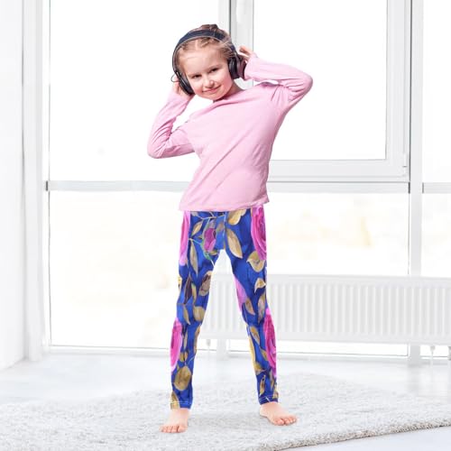 Toddler Girls Leggings Printed Yoga Pants Leggings Bright Pink Roses for Kids4