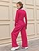 Arshiner Girls' fashion 2 Piece Outfits Lounge Sets Ruched Long Sleeve Top Wide Leg Pants Clothing Sets Rose Red 12-13 Years