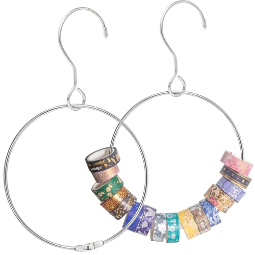 Image of Washi Tape Storage Organizer, Washi Tape Storage Ring with Large Hook, Office Home Closet Organizer, 6 Inches Ring-2 Pack