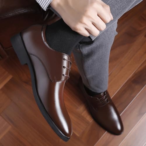 Classic Business Pointed Toe Leather Shoes Men's Luxury Lace-up Dress Shoes Elegant Wedding Prom Non-Slip Oxford2