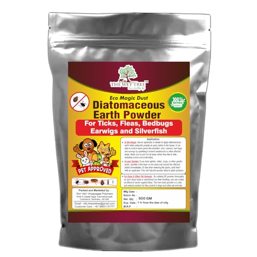 Image of Diatomaceous Earth Powder | 100% Organic Pest Control for Home Garden | Bed Bugs, Cockroach Killer & Ant Repellent for Home | Flea Control for Dogs & Other Pet Animals (500)