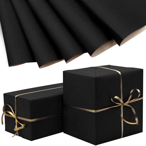 5Pcs Black Wrapping Paper 50 * 70cm Kraft Wrapping Paper for Birthday Christmas Wedding Gift Decoration