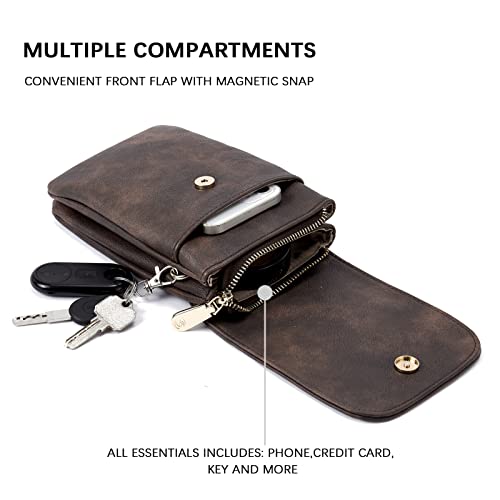 Image of BOSTANTEN Vegan Leather Small Crossbody Bags for Women Designer Cell Phone Bag Wallet Purses Adjustable Strap, A-02-retro Coffee, Small, Cell Phone Crossbody Bag