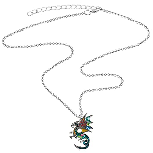 Enamel Alloy Dragon Necklace Fantasy Dinosaur Pendant Fashion Jewelry for Women Charm Gift4