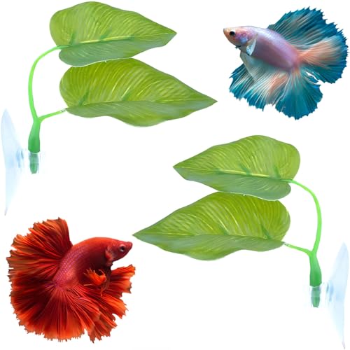 Beta Fish Toys,2 PCS Betta Fish Leaf Hammock,Betta Fish Tank Decorations Aquarium Decor for Sleeping Resting Hiding Playing Breeding
