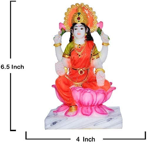 KRISHNAGALLERY1 Laxmi Ganesh Marble Finish Statue Ganesh Ji murti Ganesha Idol Laxmi MATA Murti Home Temple Poojan Use Office Poojan Vastu Gifted use Item Statue Decorative Showpiece 17 cm,Multicolor 2