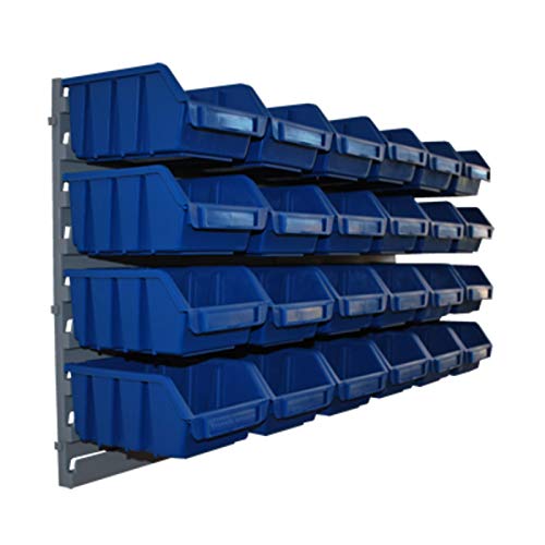 24x Gr.2 Blau Sichtlagerkästen mit Wandhalterung Lagersichtkasten Sichtlagerbox Lagerbox Werkstattwand Wandplatte Stapelkästen Aufbewahrungsbox Kasten Werkstatt Sortimentskasten Stapelbox Box Kunststoff Regalbox Aufhängevorrichtung Halterung Lagerkiste Cover