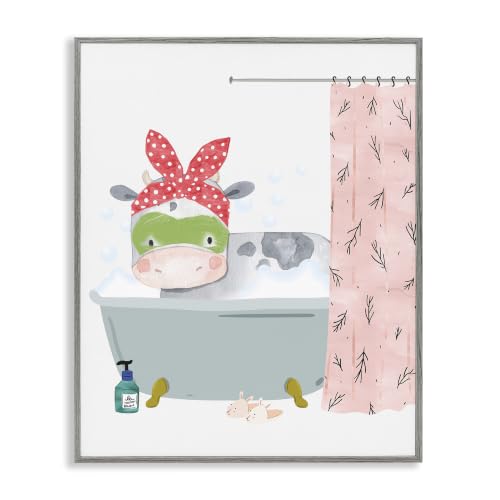 Image of 'Children's Farm Cow Bath Tub Bunny Slippers'| Framed Giclee Art