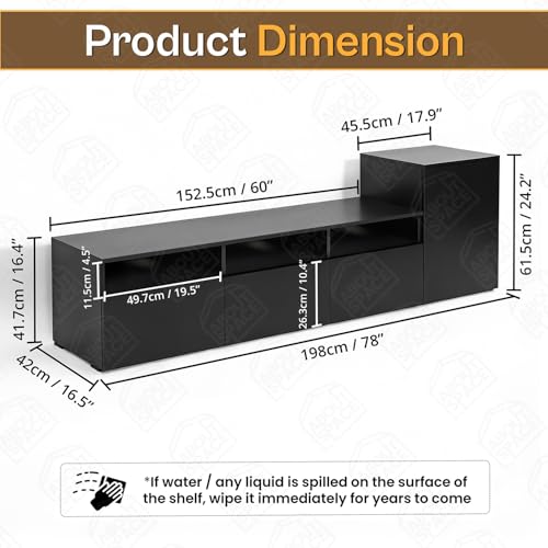 Image of ABOUT SPACE TV Unit - Engineered Wooden TV Stand 32 inch to 50 inch Cabinet with Bottom Closed /Open Storage, Adjustable Side Cabinet, Cable Hole for WiFi Router Stand Console Table for Living Room (Black)