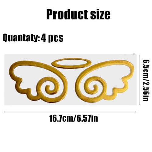 Image of 4 Pcs 3D PVC Angel Wings Car Decals, Self-Adhesive Angel Wing Car Sticker for Car Decoration Car Window (Gold)