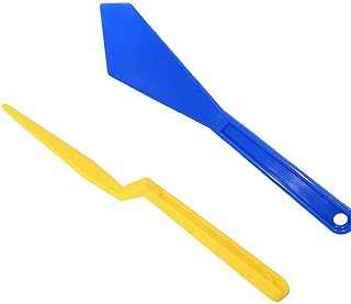 Ruluti 2pcs Vinyl Wrap Shank Gasket Squeegee for Car Auto Glass Film Installing Window Tint Tools (Yellow Long Handle Micro + Blue Tucking Scraper) as shown in pictures 17.8*1.6cm; 16.8*3.5cm