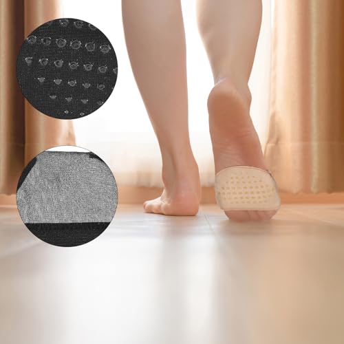 6 Pairs Toe Topper Socks Women, Non-Slip Toe Covers for Women, Black and Skin No Show Forefoot Socks, Seamless Half Sock for Mules Clogs4