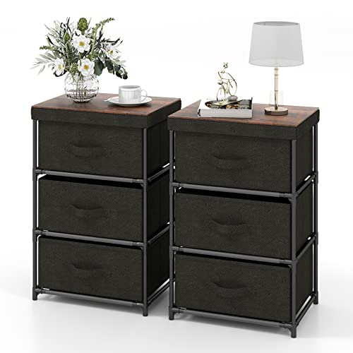 GOFLAME Fabric Dresser Set of 2 with 3 Drawers, Nightstand