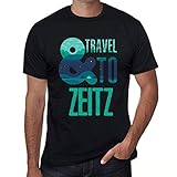zeitzonen europa englisch Maschinenwäsche Herren Tee Männer Vintage T Shirt and Travel to ZEITZ Noir Schwarz