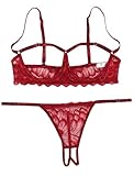 Avidlove Lingerie Set For Women Sexy Bra and Panty 2 Piece Lace Lingerie Set With Underwire Wine Red L