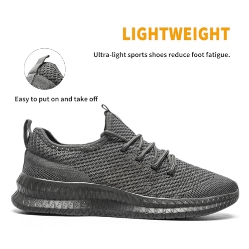 Mens Shoes Walking Gym Slip On Athletic Workout Running Sneakers Tennis Sport Work Lace Up Casual Outdoors Breathable Knitted Mesh Lightweight4