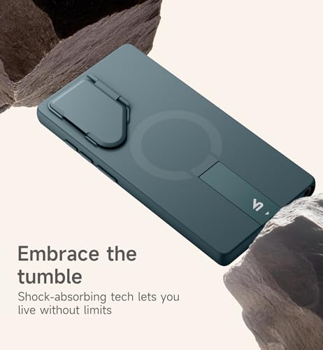 Image of SURITCH for Samsung Galaxy S24 Ultra Phone Case, Magnetic Shockproof Bumper Case Slim Protective Cover with Camera Cover & Adjustable Metal Kickstand for Galaxy S24 Ultra (2024)-Lake Green