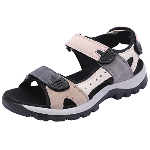 Harssidanzar Women's Leather Sandals Outdoor Sandals Hiking Sandals Casual Walking Sandals Strap Adjustable Beach Sandals For Women SL256US
