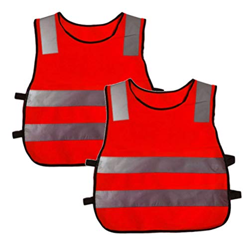 Preisvergleich Produktbild 2 Pack Kinder Sicherheitsweste, Kinder Reflektorweste, LIDIWEE Sicherheits-Weste mit reflektierenden Signalstreifen Warnweste für Kinder Outdoor Aktivitäten bei Nacht Laufen Radfahren Kostüm, rot