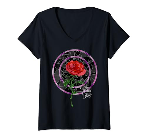 T-shirt La Belle et la Bête Disney rose noire col V look dressing été