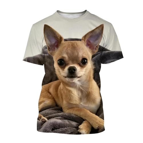 T-Shirt Homme Chien 3D motif Chihuahua réaliste tee-shirt manches courtes coupe casual