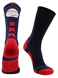 Baseball Logo Crew Socks (Navy/Red, Medium)
