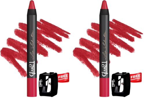 Image of Glam21 Lip Seduction Non- Transfer Crayon Lipstick up to 12 Hours Stay | Lightweight & Longlasting|Creamy Matte | Smudge Proof - 3.6gm|Very Magenta-08 (Matte) (Pack of 2)