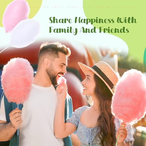 Image of Reallnaive 200 Pieces Cotton Candy Cones 13.8 Inch Cotton Candy Holder Stick Random Color Paper Straw Cones Colorful Sticks for Birthday Wedding Holiday Party (Green Color)