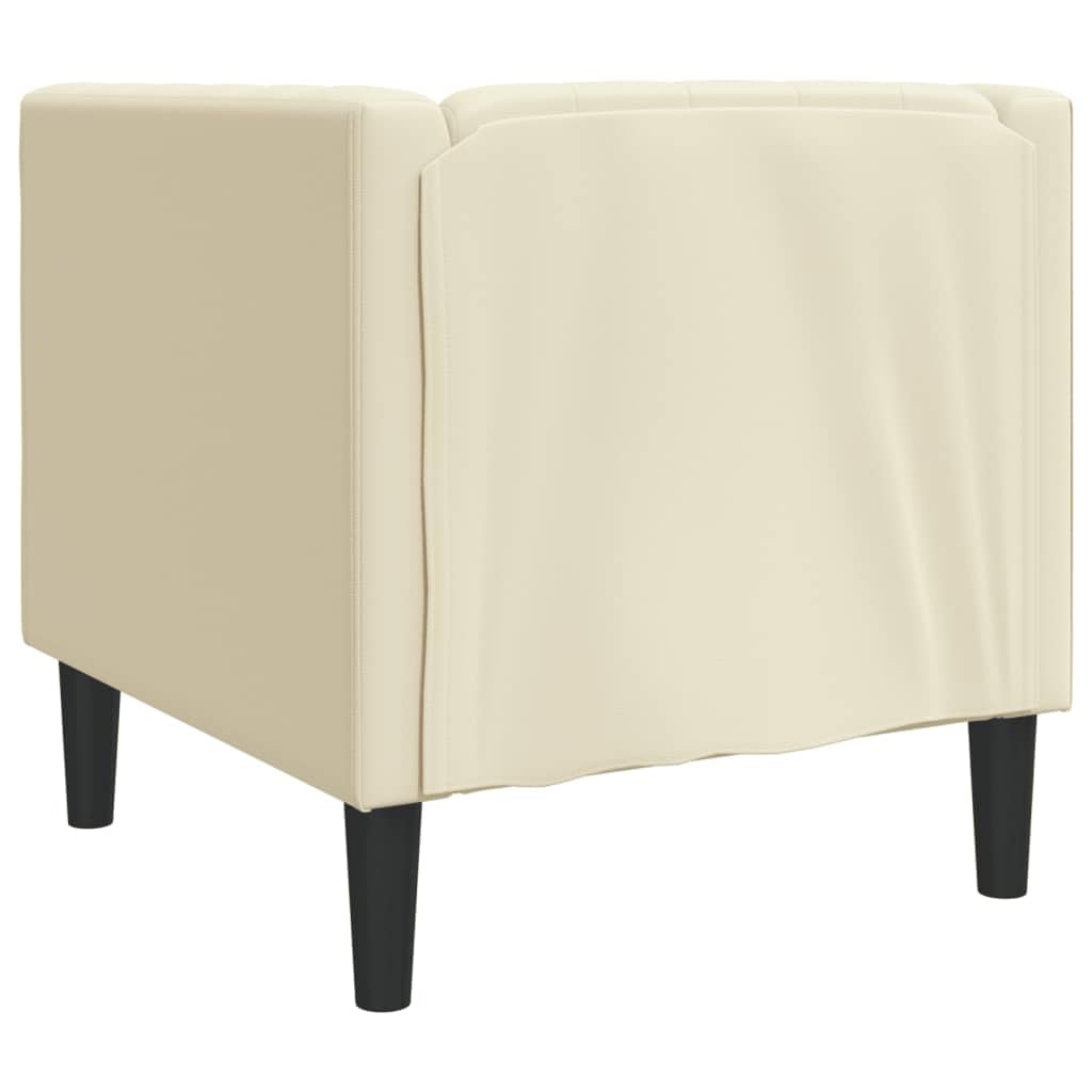 Poltrona Chesterfield in Ecopelle Crema con Rivestimento Capitonné, Sedia Imbottita per Soggiorno e Salotto, Seduta Comoda e Design Classico, Facile da Pulire, Materiale