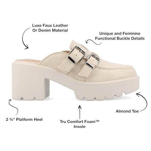 Journee Womens Light Weight Platform Mule Slip On Almond Toe Block Heel Buckle Brydie Comfort Foam Pumps2