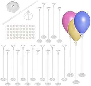 20 Sets Balloon Stand Reusable Balloon Sticks and Cups Balloon column stand for Festivals, Wedding Decorations, Birthday Party and Garden Party, White