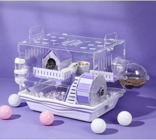 ゴールデンハムスター ハムスター ケージ ハムスター ケージ ゴールデンハムスター用 ハムスターゲージ小 モルモット ケージ ハムスター ケージ 透明 アクリル製 (A,パープルです)