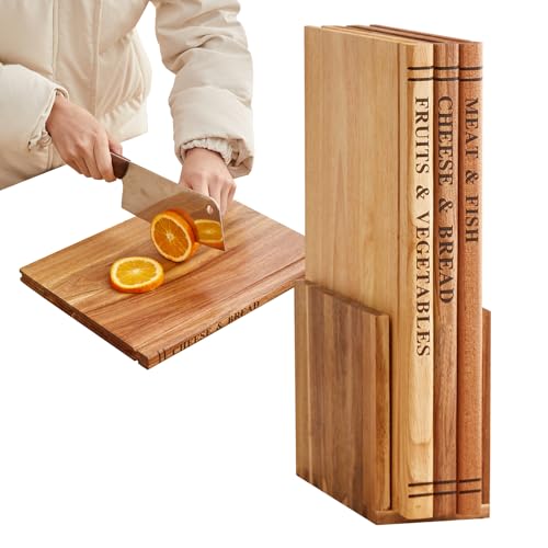 Set de 3 tablas de cortar decorativas forma libro