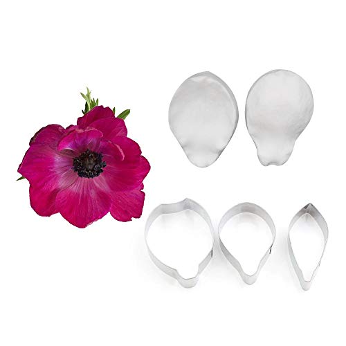 AK ART KITCHENWARE Sugarpaste Flower Craft Tools Silicone Veiner Molds and Fondant Cutters Set Cake Decorations Bakery Tools (Anemone)