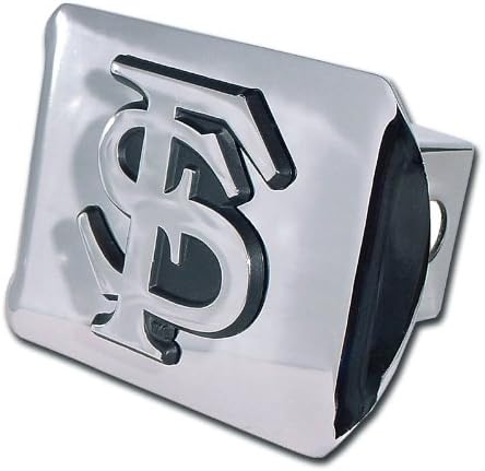 Florida State University Seminoles "Bright Polished Chrome with FS Emblem" NCAA College Sports Metal Trailer Hitch Cover Fits 2 Inch Auto Car Truck Receiver