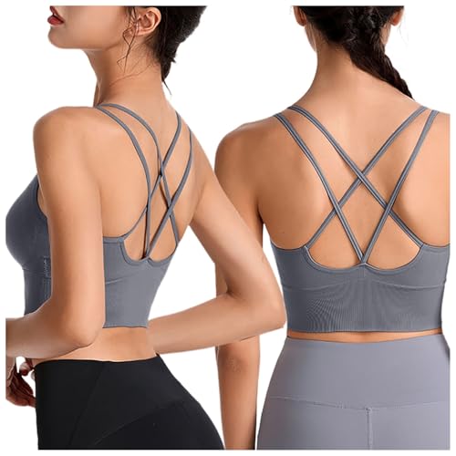 MODSGUE Sujetador para mujer, tirantes finos, sujetador sin aros, sujetador suave sin costuras, push up, cómodo para yoga, sin aros, cómodo sujetador sin costuras, gris, XL