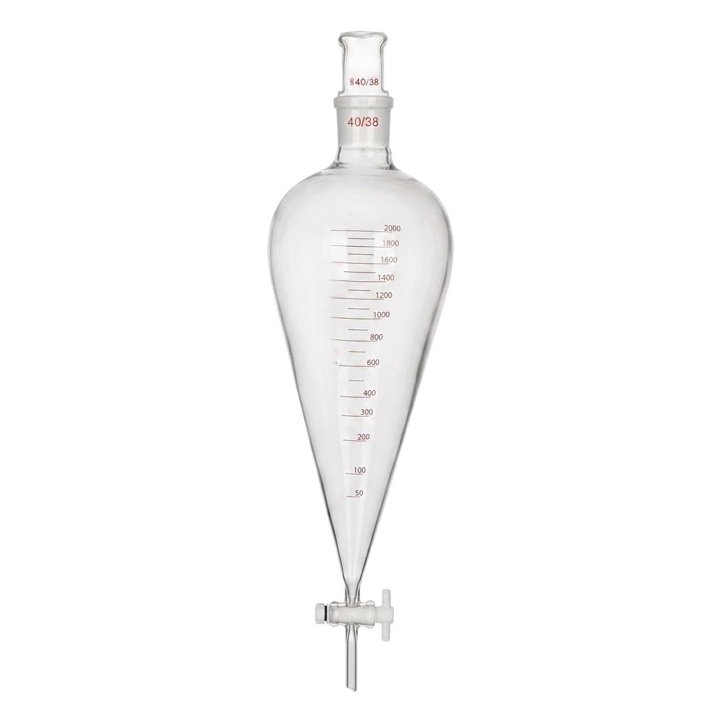 Rozdzielacz Szkło Borokrzemowe Kranik PTFE Skalowana Kolba-2000mL 40/38