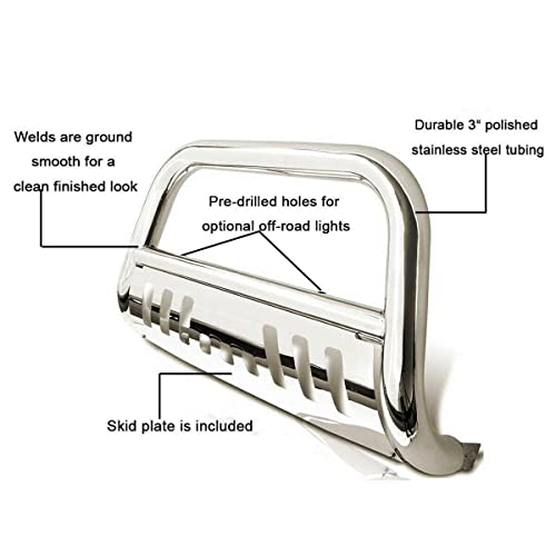 Autoforever 3" Front Bumper Bull Bar Grille Guard Stainless Steel Tubing Brush Push Bar Compatible With 2007-2018 Toyota Tundra 2008-2018 Toyota Sequoia - Chrome #TOP2