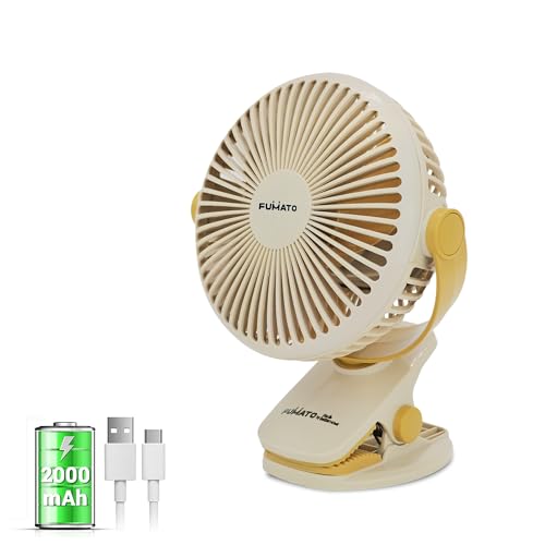Image of The Better Home Fumato Mini Personal Clip Rechargeable Fan 10 W | 3 Speed USB C Charging | BLDC Silent Motor | 2000 mAh Battery | Up to 6 Hour Backup | Champagne Gold