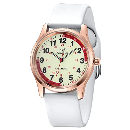 ManChDa Nurse Watch Nursing Watch Medical Watch for Women Men Waterproof Watch with Second Hand, 3-2.White Pink, 3-b. White Pink 15s interval
