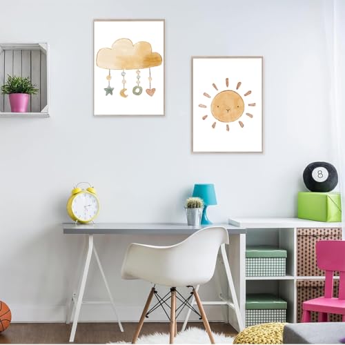 Miniatura 5 de Coyun Juego De 3 Pósteres Para Habitación Infantil,Decoración De Pared,Laminas Decorativas,Osa Menor, Sol, Nubes Cuadros De Niña Para Habitación Infantil, A4 Sin Marco