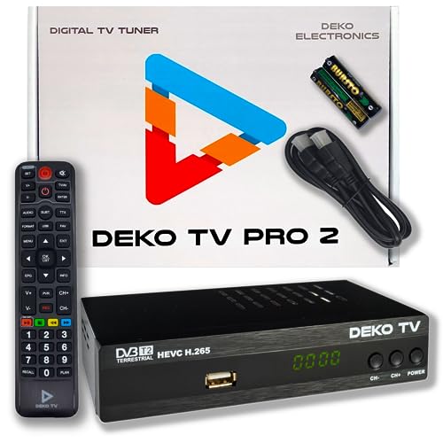 Versatilità e Compatibilità: Il Deko TV Pro2 non è solo compatibile con l'ultimo standard di trasmissione DVB-T2 HEVC, ma anche con gli standard più vecchi come DVB-T e DVB-C. Grazie alle connessioni HDMI e SCART, questo decoder può essere collegato sia a modelli di televisori più recenti che a quelli più datati. Non c'è quindi bisogno di sostituire il tuo attuale televisore o antenna per godere della massima qualità di immagine e suono.